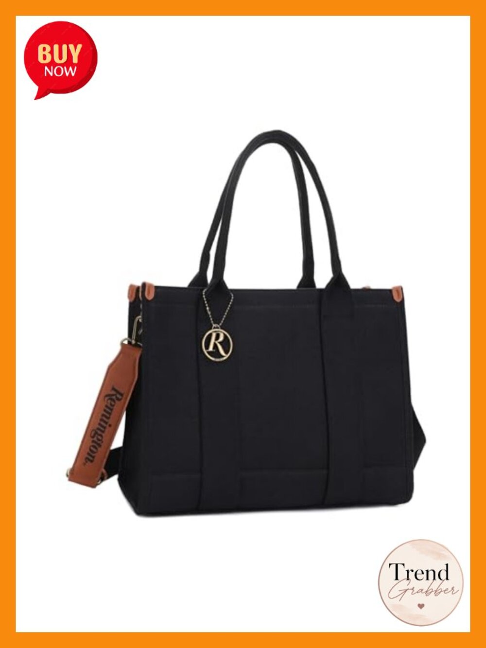 Premium Canvas Tote Bag with Lockable Compartment - Structured Work Bag with